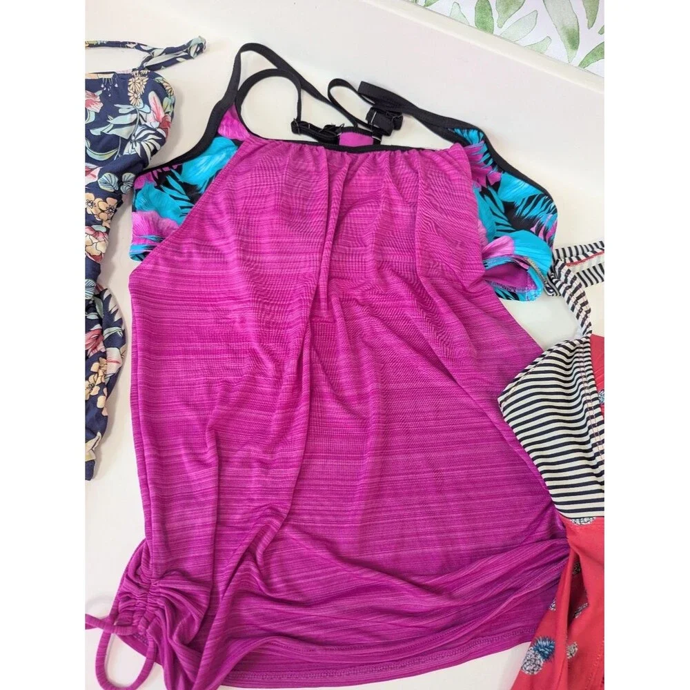 Bundle of Tankini Separates -Floral Pink, Pineapples -Large